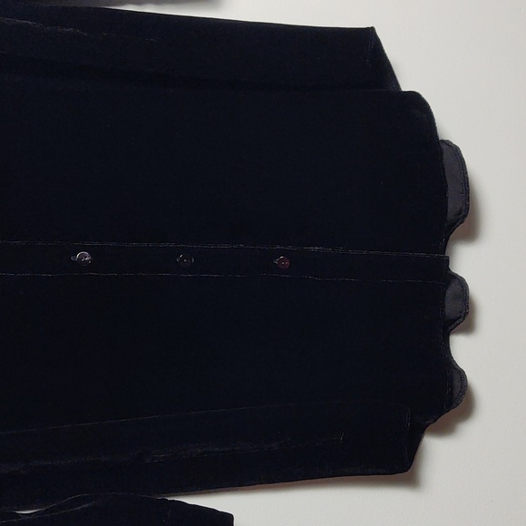 EILEEN FISHER Black Velvet Collared Silk Long Shirt Size Small - Picture 4 of 16
